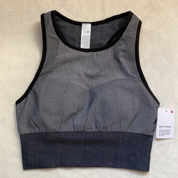 lululemon Ebb to Train Bra C/D Cup Black/White NWT - Picture 3 of 4